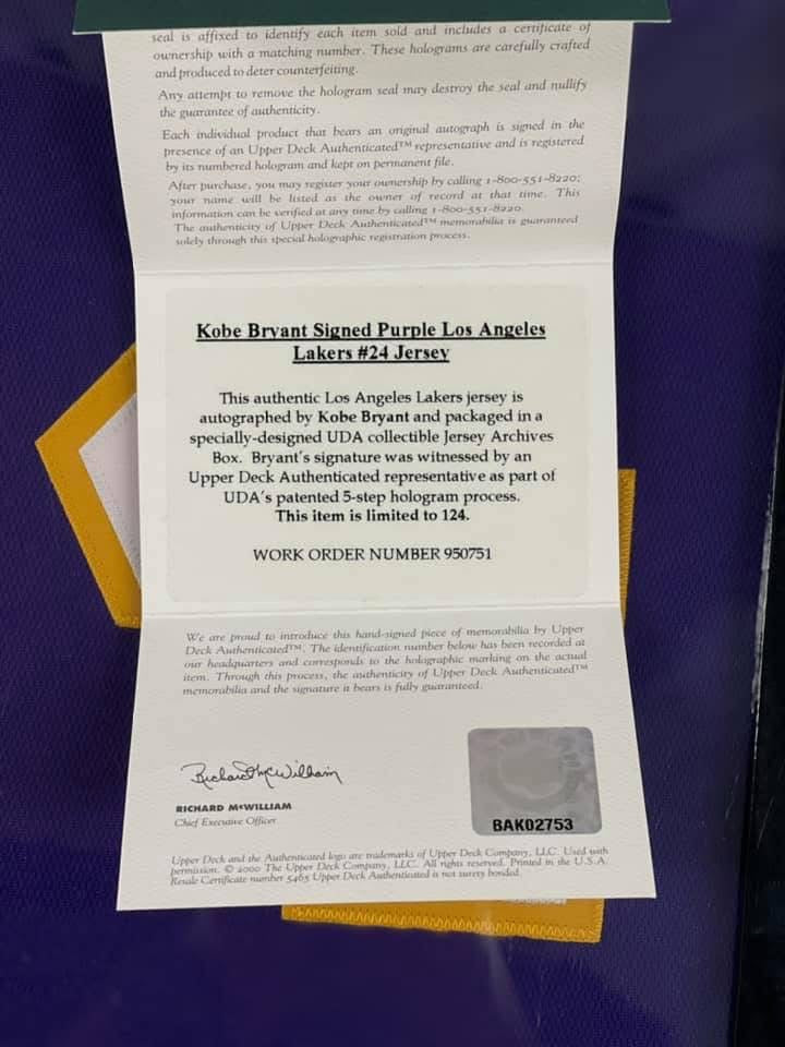 Kobe Bryant signed Limited Edition Authentic Purple Lakers Archives Jersey