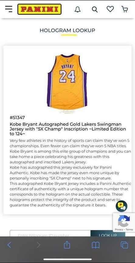 Kobe Bryant Signed LE Gold Lakers Jersey with "5X Champ" Inscription