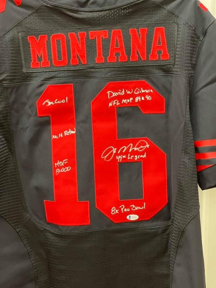 Joe Montana Signed and Inscribed 49ers Black NFL Players Edition Jersey