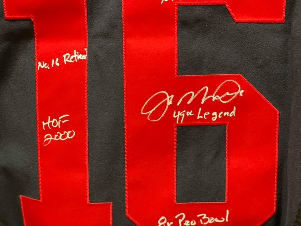 Joe Montana Signed and Inscribed 49ers Black NFL Players Edition Jersey