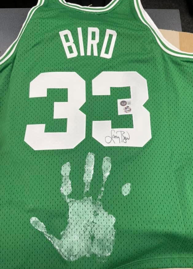 Larry Bird Signed Celtics Jersey with Larry's Handprint