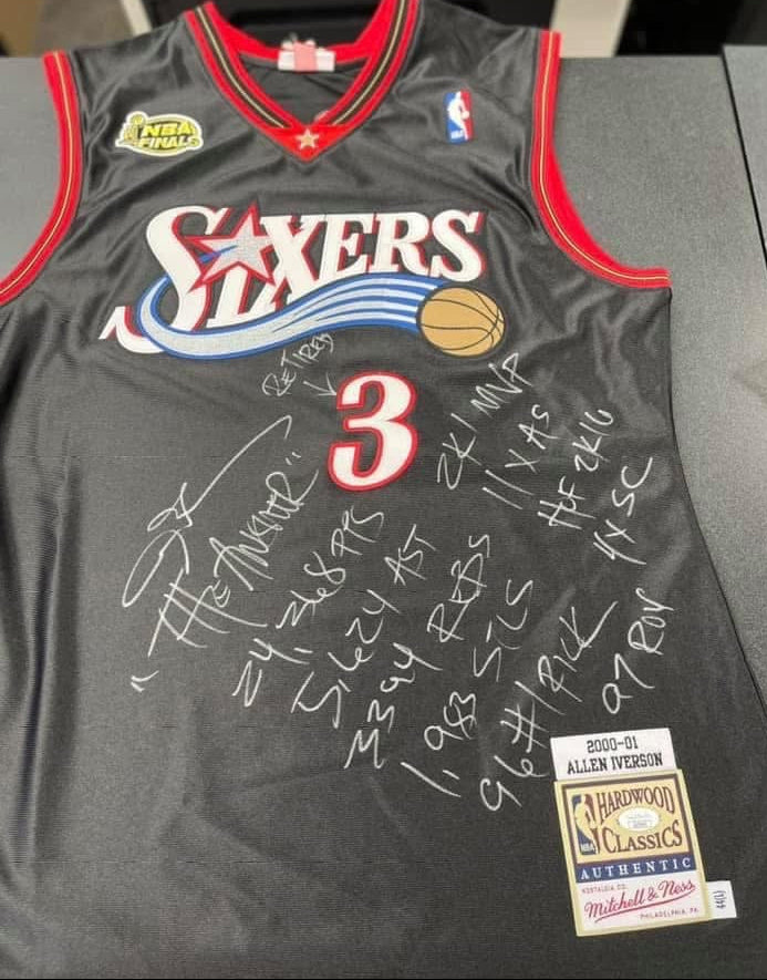 Allen Iverson Signed and Inscribed 76ers Jersey