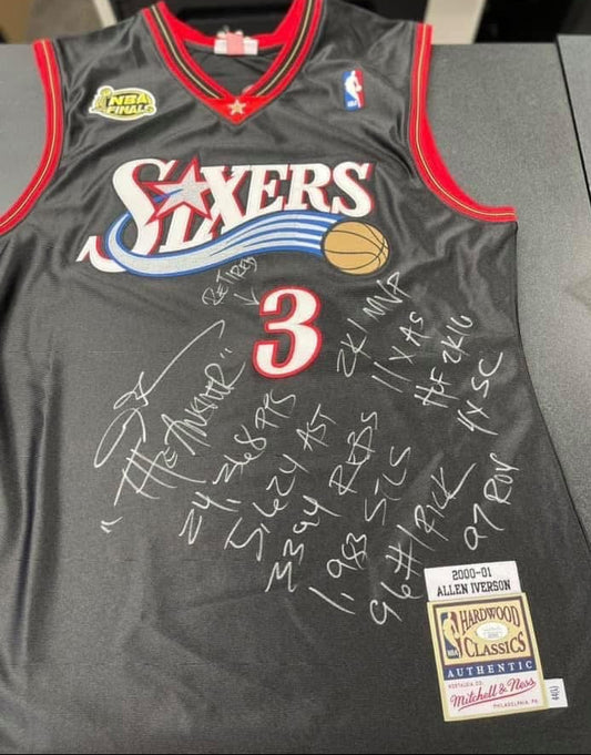 Allen Iverson Signed and Inscribed 76ers Jersey