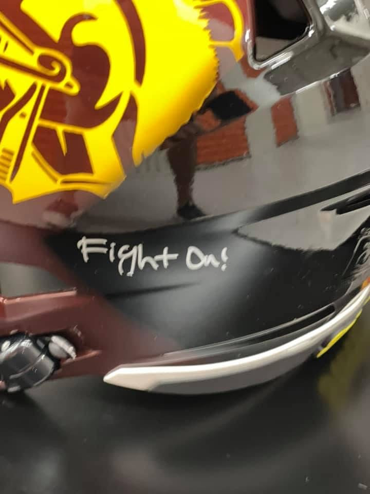 Troy Polamalu and JuJu Smith-Schuster Signed/Inscribed Hand Painted Helmet