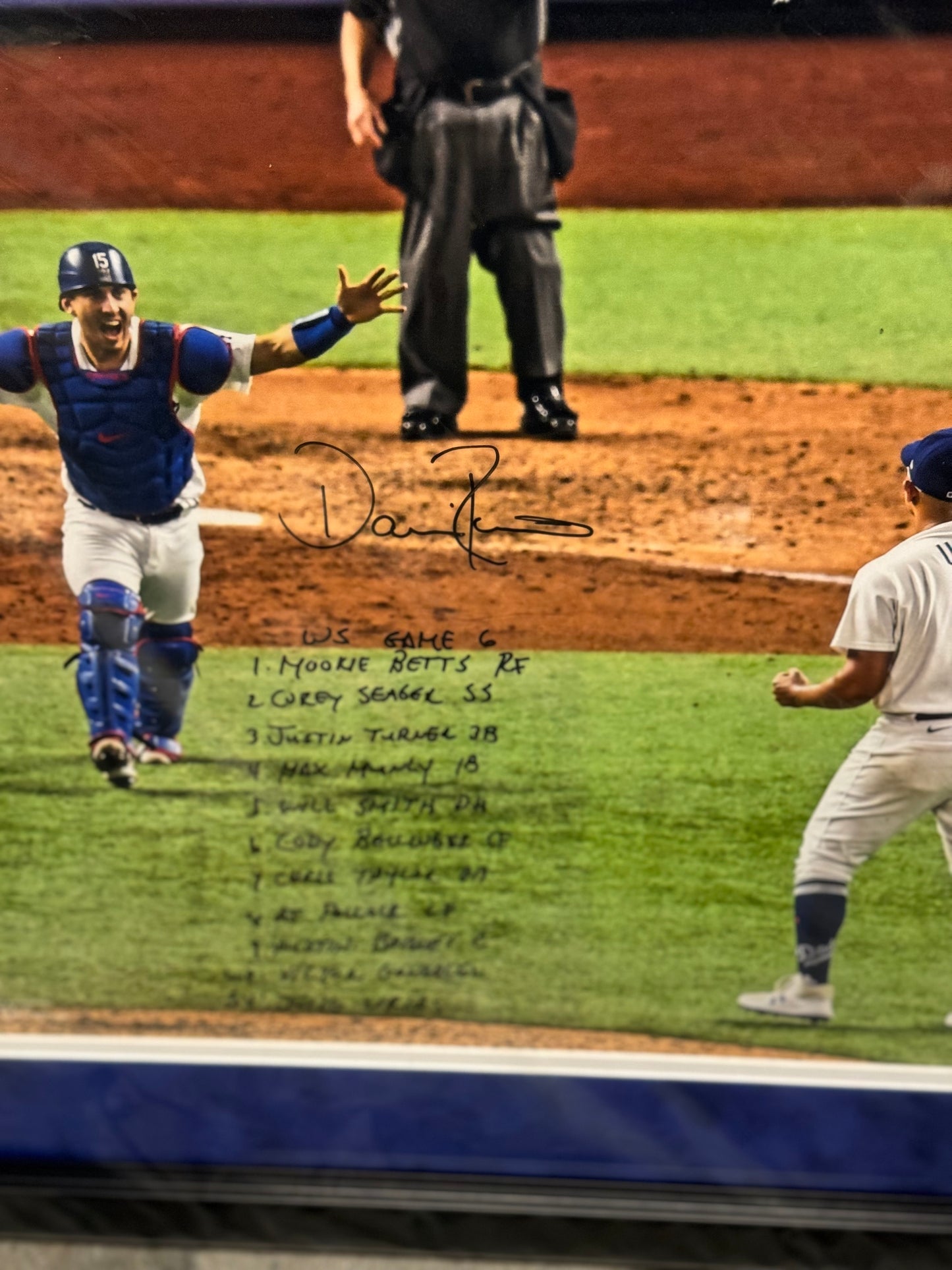 2020 Dodgers World Series Champions Team Lineup Signed Photo – Dave Roberts Autograph – Fanatics Certified (LE 12/12)