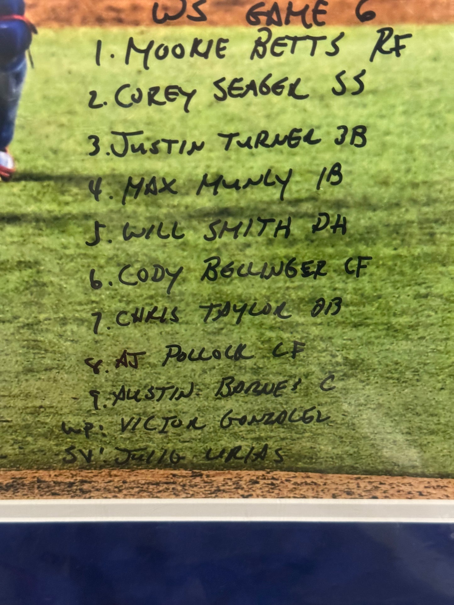 2020 Dodgers World Series Champions Team Lineup Signed Photo – Dave Roberts Autograph – Fanatics Certified (LE 12/12)