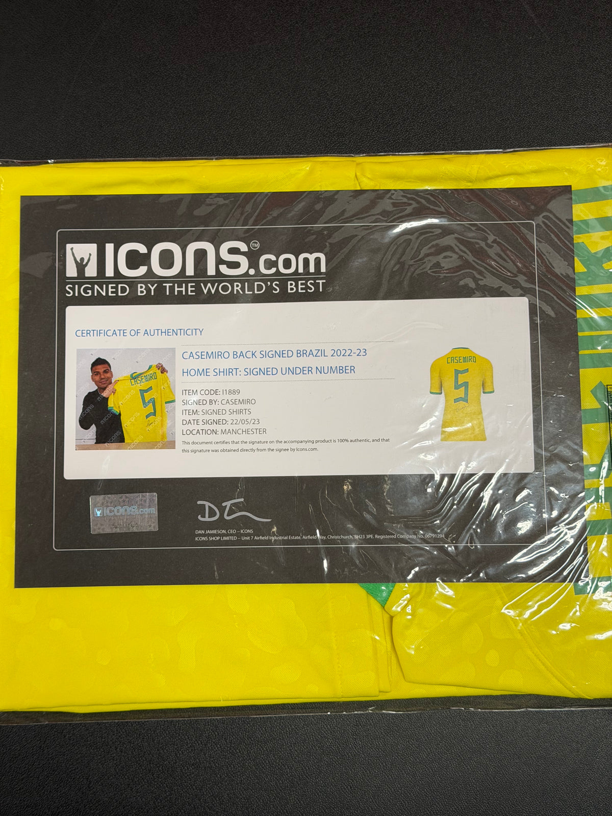 Casemiro Back Signed Brazil Home Shirt