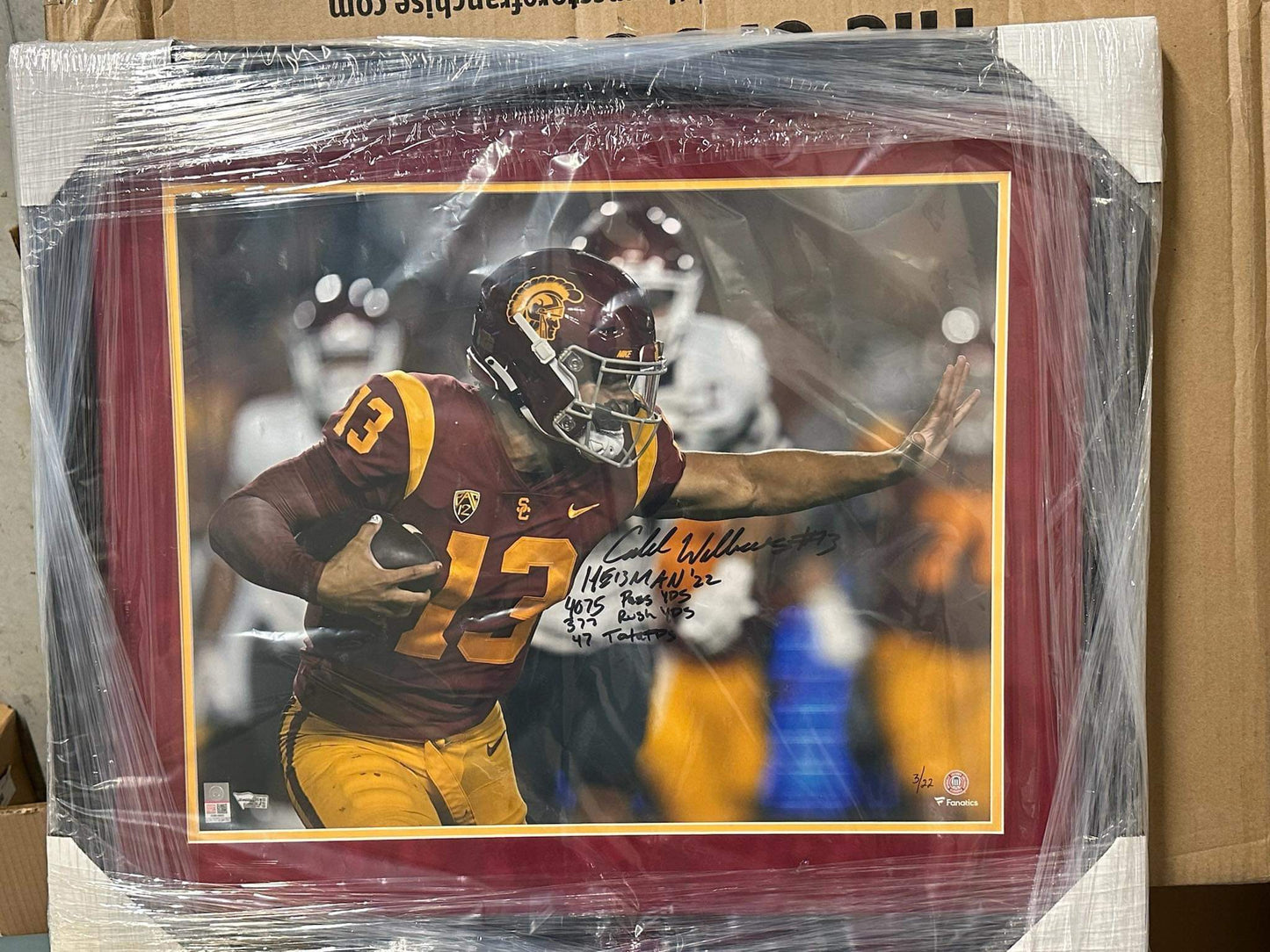 Caleb Williams Signed & Inscribed USC Trojans Framed Photo – Limited Edition #3/22