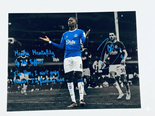 Amadou Onana Signed & Multi-Inscribed 16x20 Everton “Mamba Mentality” Photo