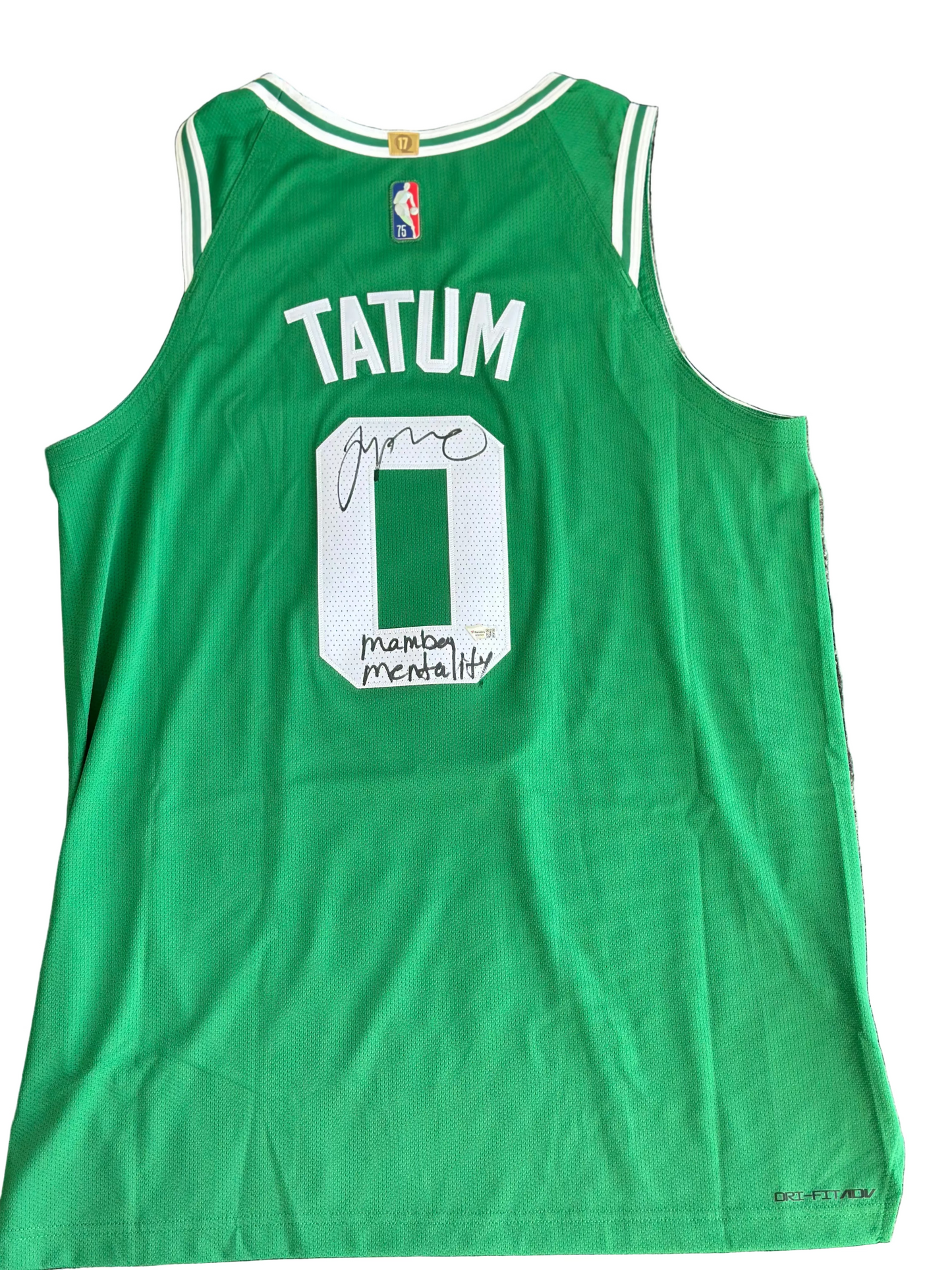 Jayson Tatum Boston Celtics Autographed Fanatics Authentic Green Nike 2022-2023 Association Authentic Jersey with "Mamba Mentality" Inscription