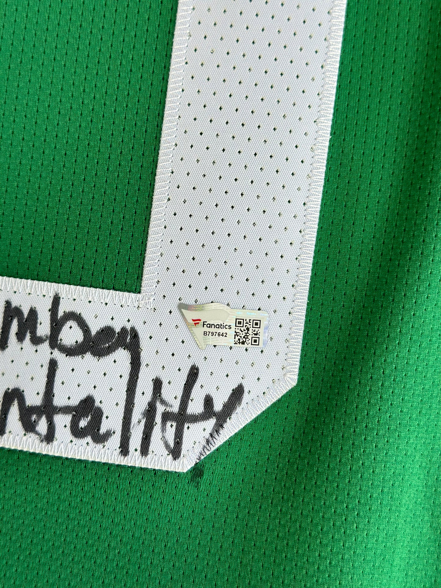 Jayson Tatum Boston Celtics Autographed Fanatics Authentic Green Nike 2022-2023 Association Authentic Jersey with "Mamba Mentality" Inscription