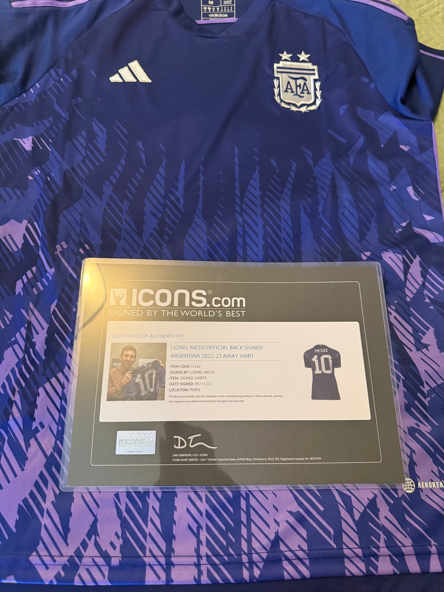 Lionel Messi Signed  2022 Argentina Away Jersey