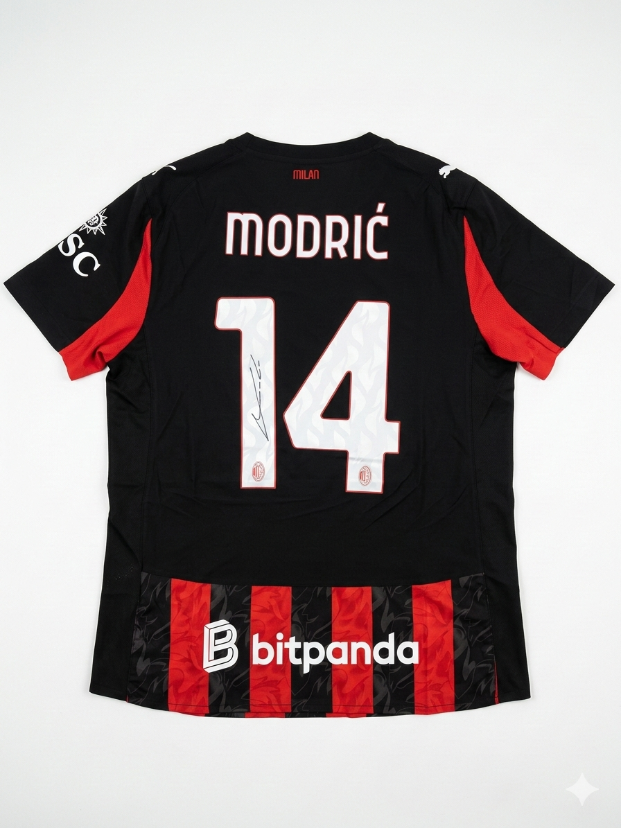 Luka Modrić Match Issue Signed AC Milan Jersey