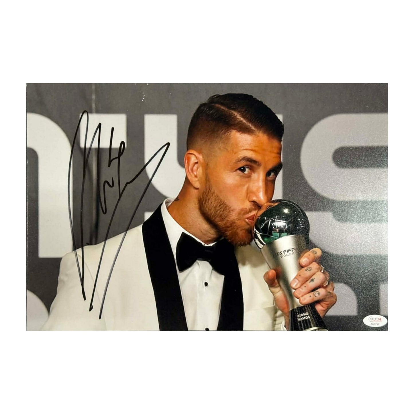 Sergio Ramos Signed FIFA Best Award Photo