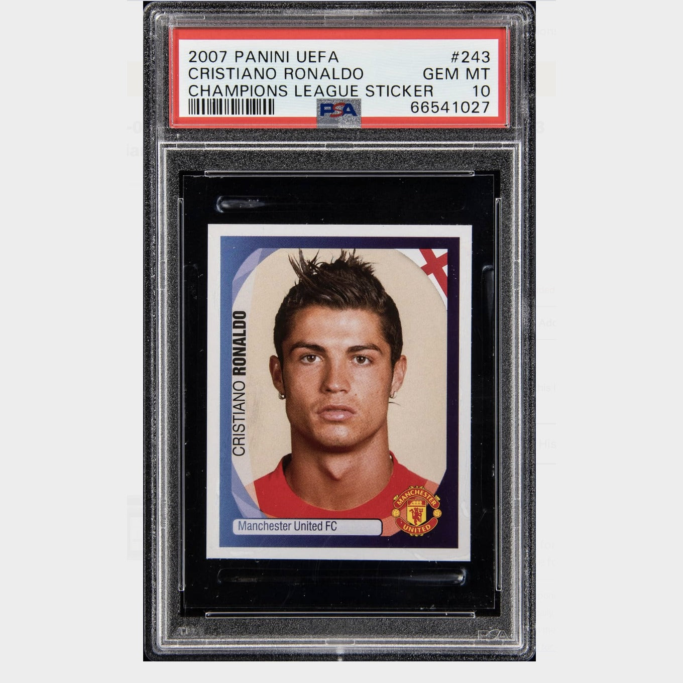 2007-08 Panini UEFA Champions League Stickers #243 Cristiano Ronaldo - PSA GEM MT 10