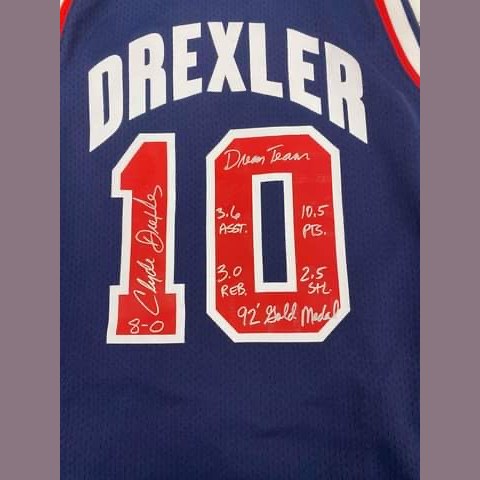 Clyde Drexler Signed and Inscribed Team USA Jersey