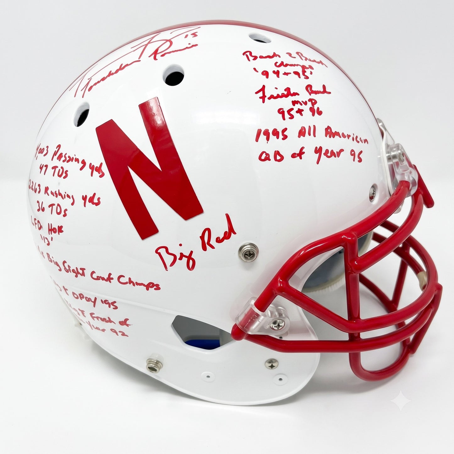 Tommie Frazier Signed and Inscribed Authentic Nebraska Cornhuskers Schutt Helmet