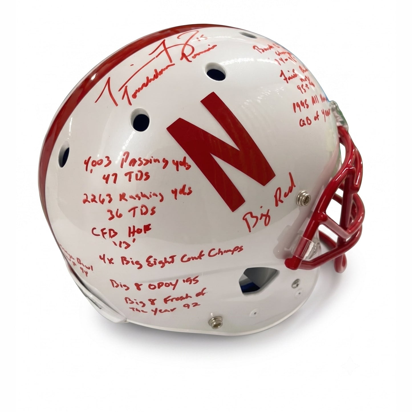 Tommie Frazier Signed and Inscribed Authentic Nebraska Cornhuskers Schutt Helmet