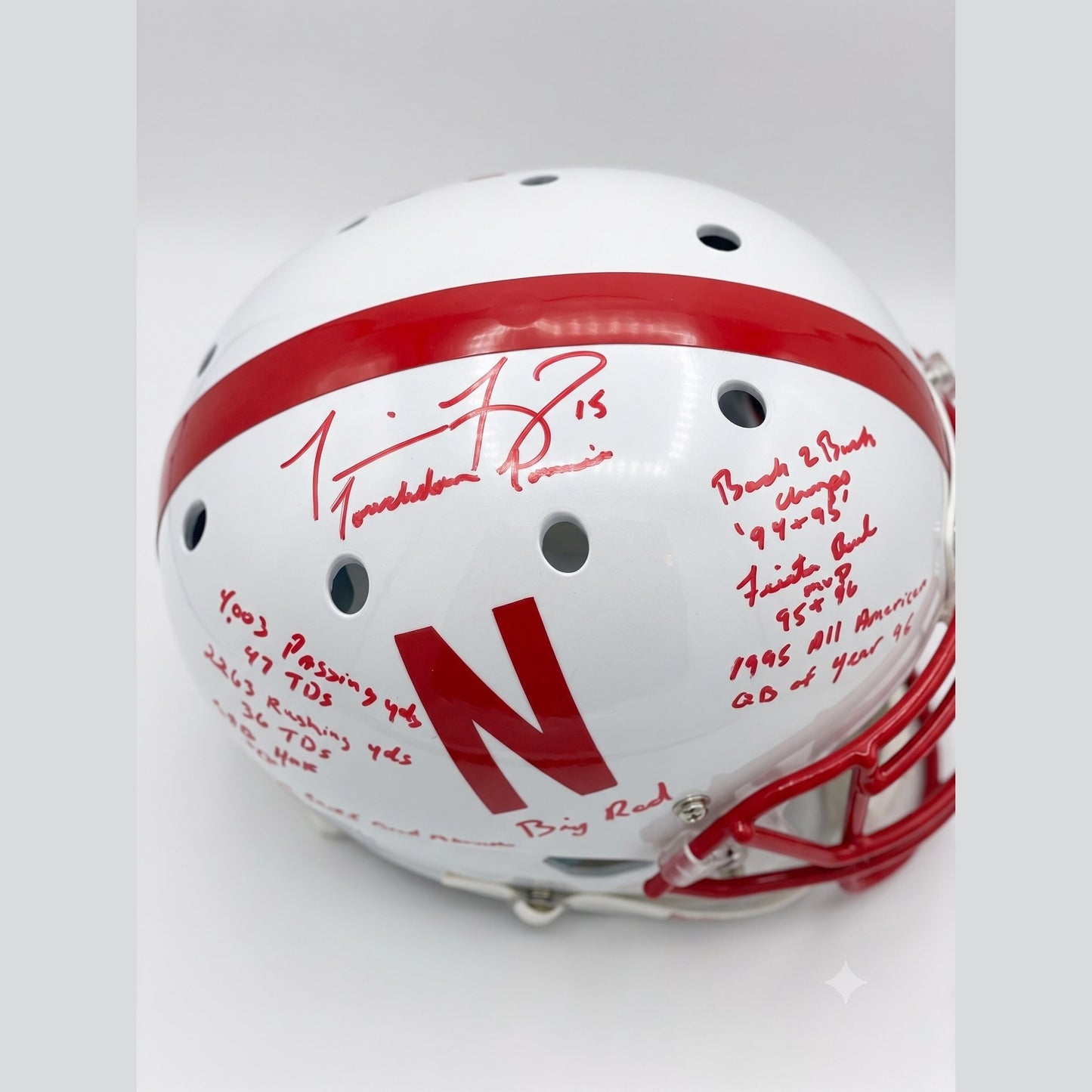 Tommie Frazier Signed and Inscribed Authentic Nebraska Cornhuskers Schutt Helmet