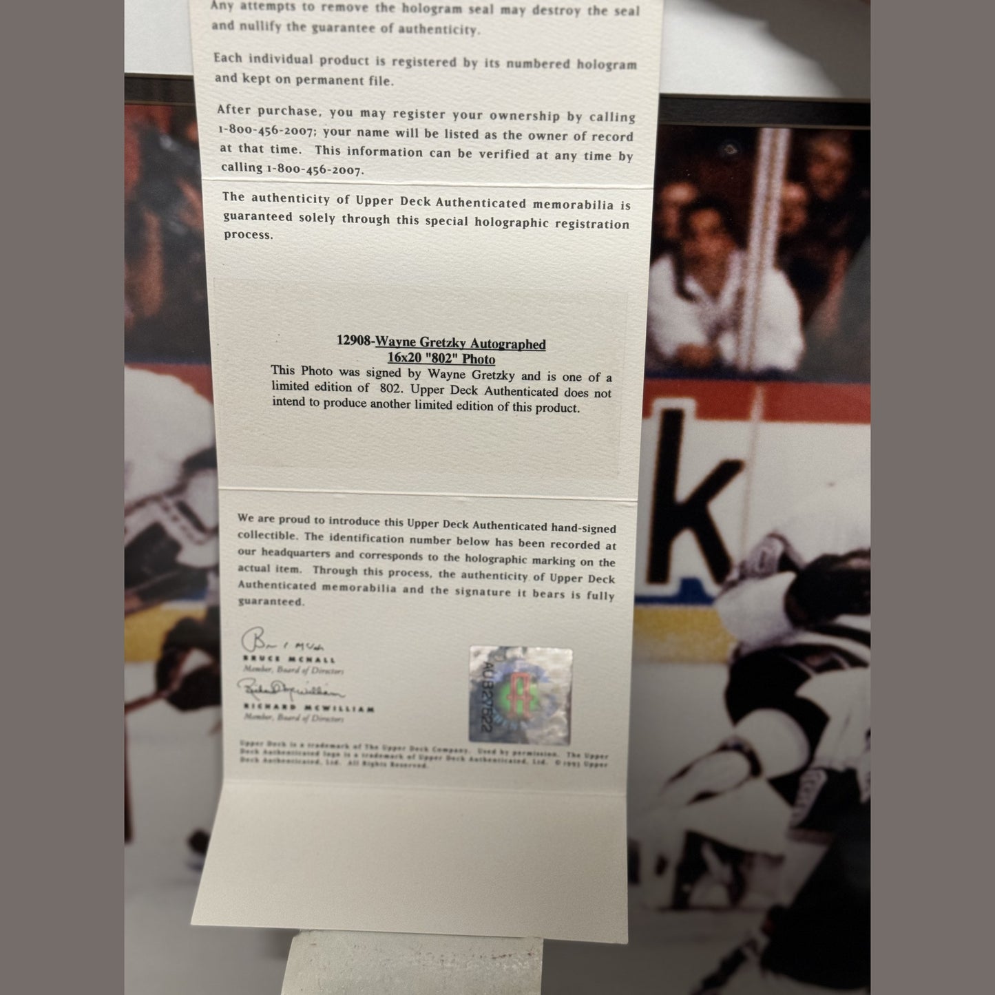 Wayne Gretzky Signed, Inscribed, Framed Photograph (#290/802) 24x20 - Upper Deck