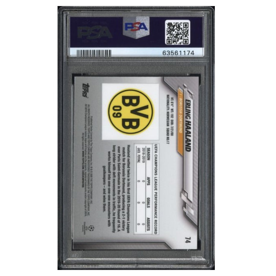 2019-20 Topps Chrome UCL #74 Erling Haaland Rookie Card – PSA MINT 9