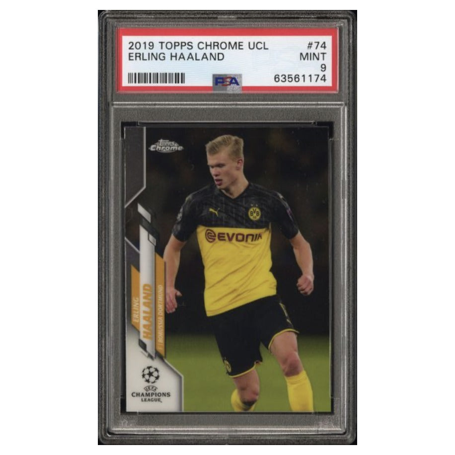 2019-20 Topps Chrome UCL #74 Erling Haaland Rookie Card – PSA MINT 9