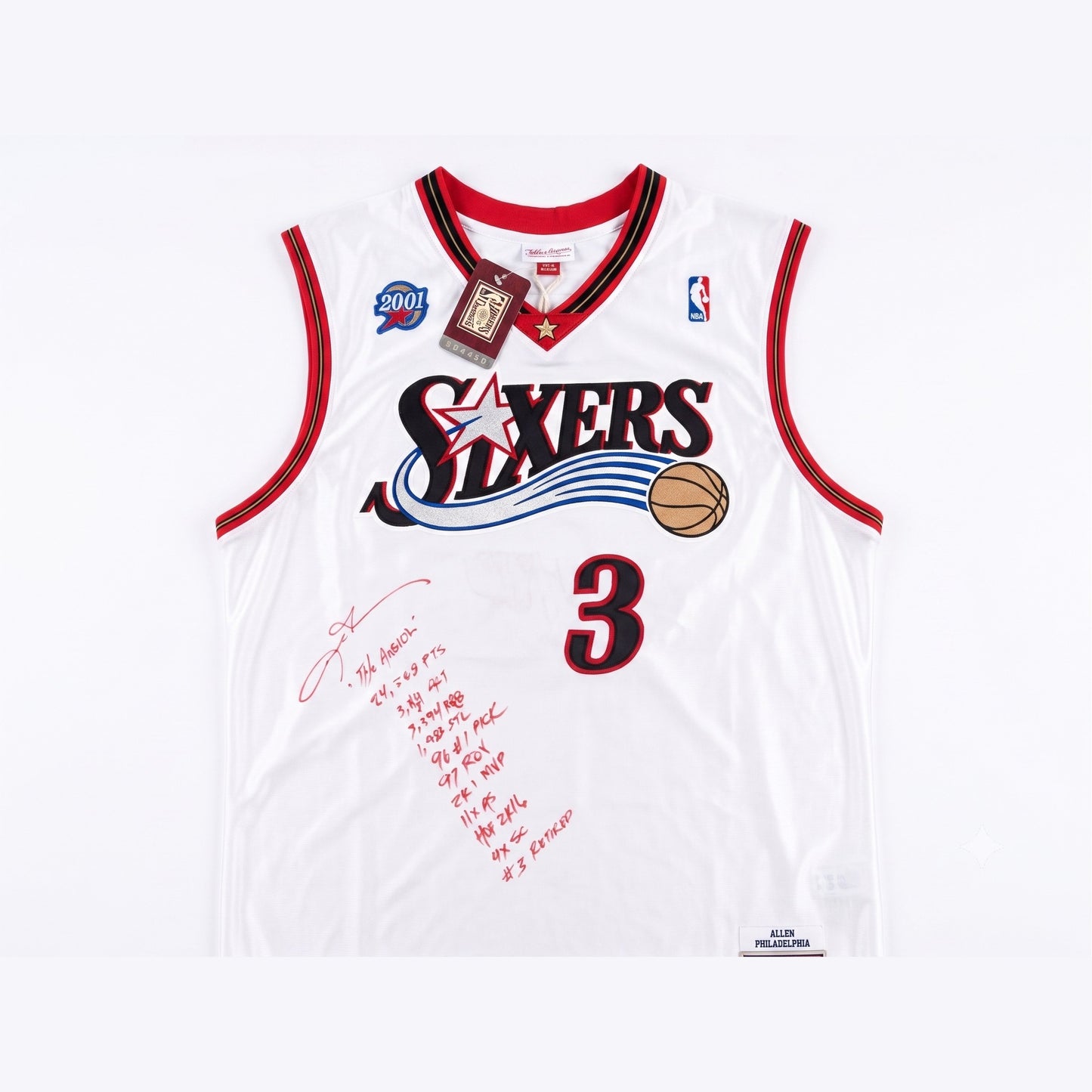 Allen Iverson Authentic Mitchell and Ness White 76ers Jersey