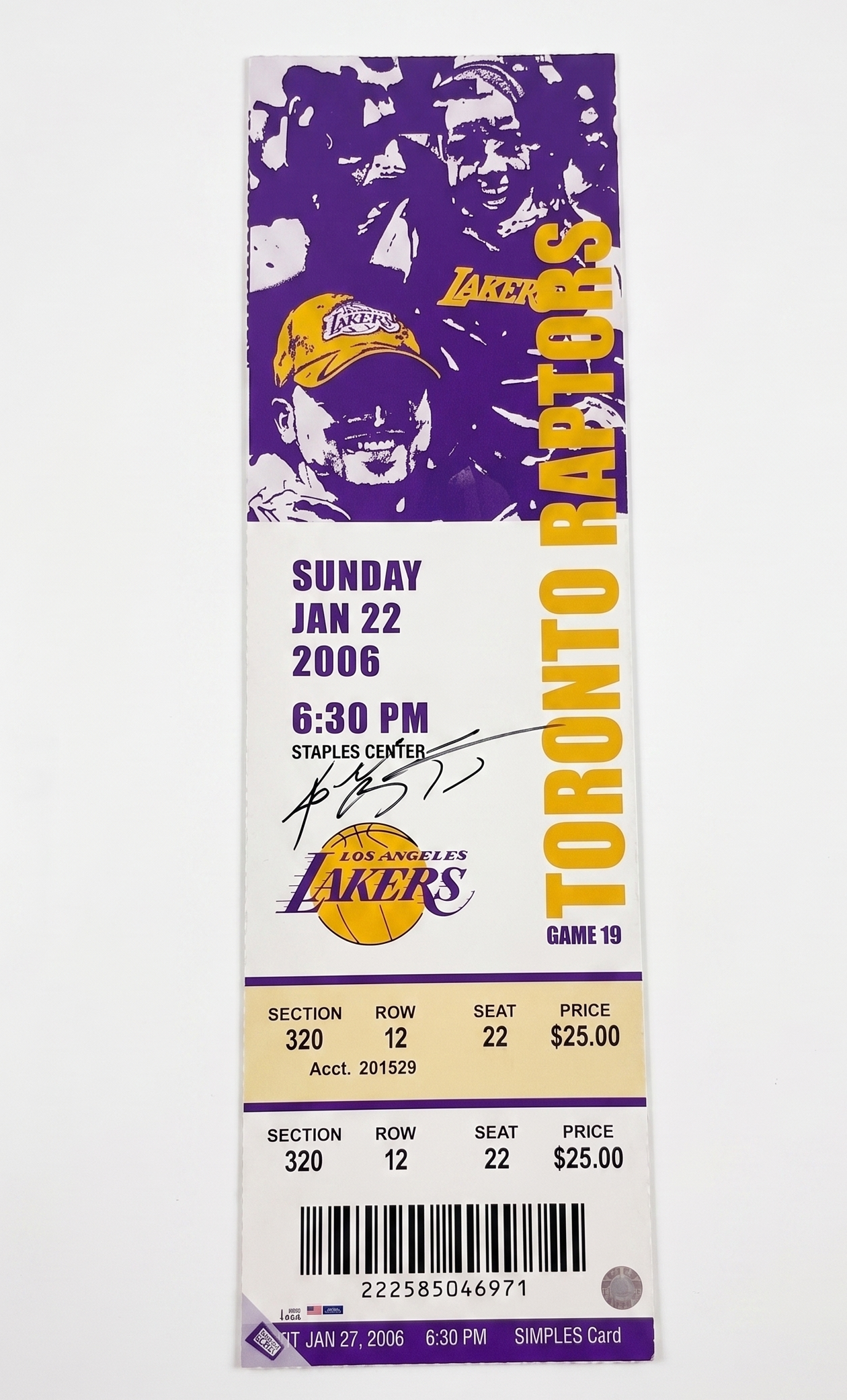 Kobe Bryant Signed Autograph Panini 81 Point Game 10x34 Ticket Stub Canvas
