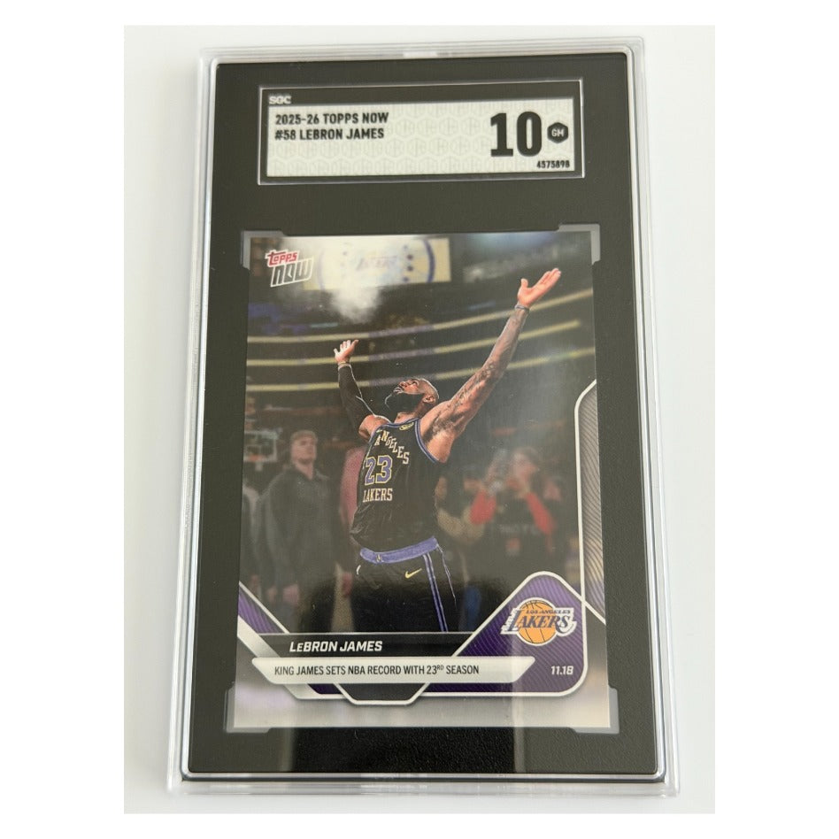 2025-26 Topps Now LeBron James #58 NBA Record 23rd Season SGC 10 GEM MINT
