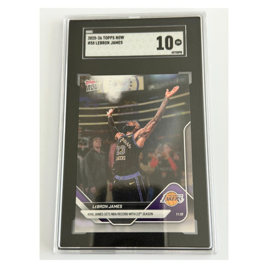 2025-26 Topps Now LeBron James #58 NBA Record 23rd Season SGC 10 GEM MINT