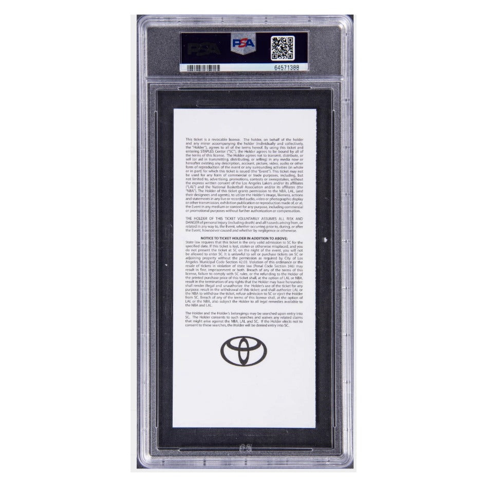 2010 NBA Finals Game 7 Full Ticket - Lakers vs Celtics - Kobe Bryant Finals MVP - PSA NM 7 - reverse