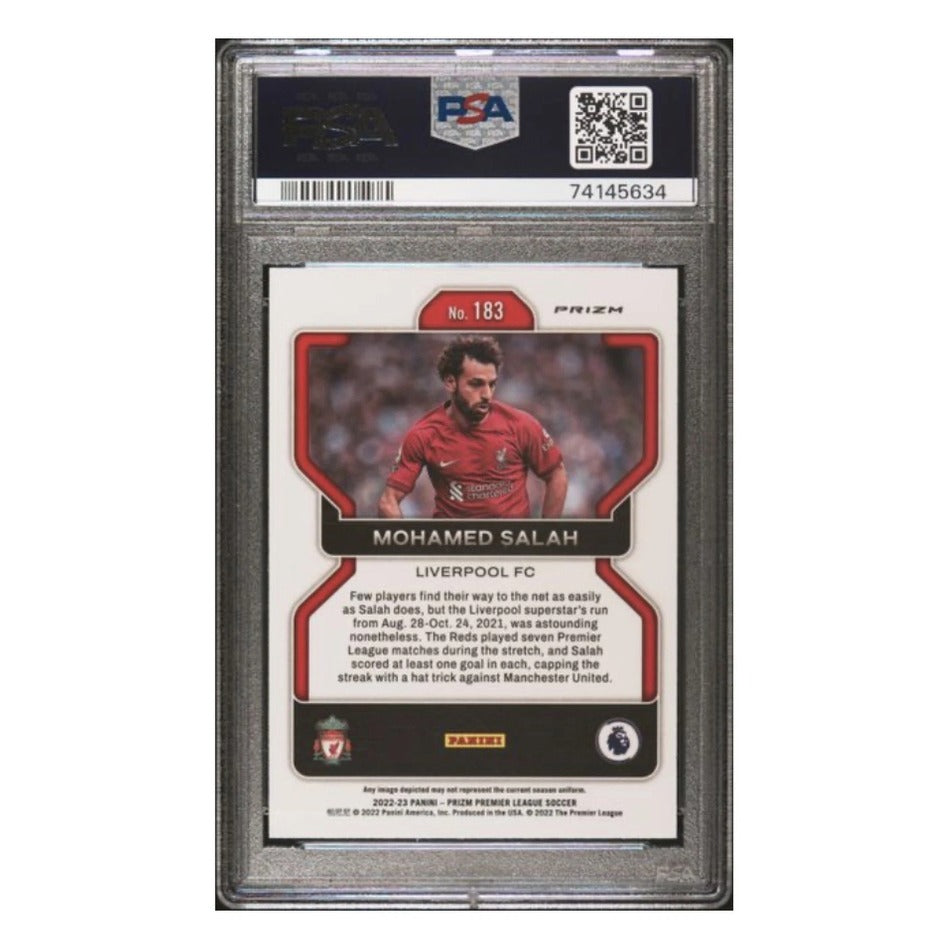 2022-23 Panini Prizm Premier League #183 Mohamed Salah Silver Prizm PSA 10 - reverse