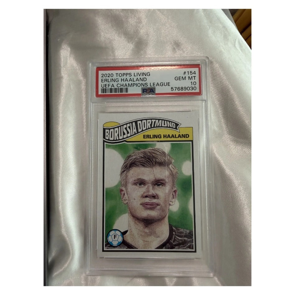 2020 Topps Living UEFA Champions League #154 Erling Haaland Rookie Card /1988 PSA 10