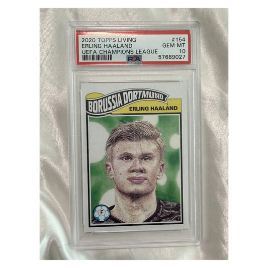 2020 Topps Living UEFA Champions League #154 Erling Haaland Rookie Card /1988 PSA 10