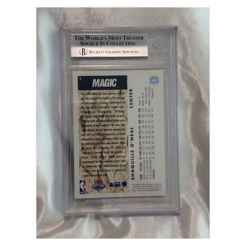 1992-93 Upper Deck #1 Shaquille O'Neal SP Rookie Card BGS 8.5 - reverse