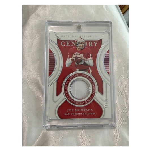 2021 Panini National Treasures #CM-JOM Joe Montana Century Materials Holo Silver /25