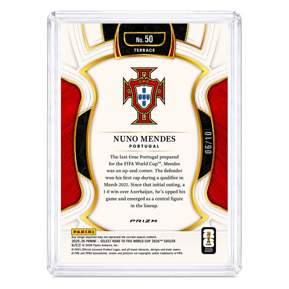 2025-26 Panini Select Nuno Mendes Terrace Gold Prizm /10 #50 Portugal SP