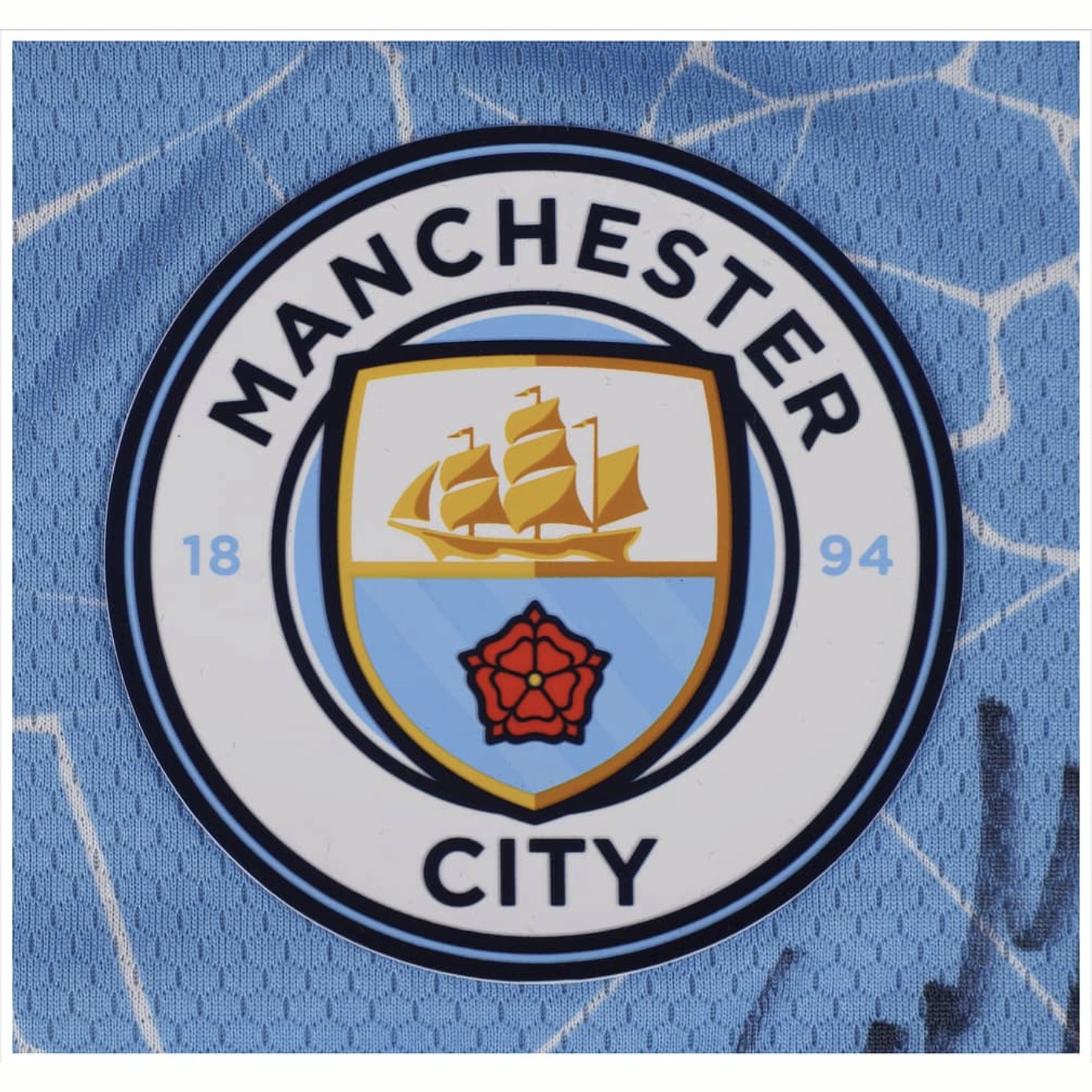 Benjamin Mendy Player-Worn, Team-Signed Manchester City FC Jersey (22 Signatures) - Featuring Kevin De Bruyne, Rodri, Bernardo Silva, Ederson - Benjamin Mendy LOP, Beckett LOA