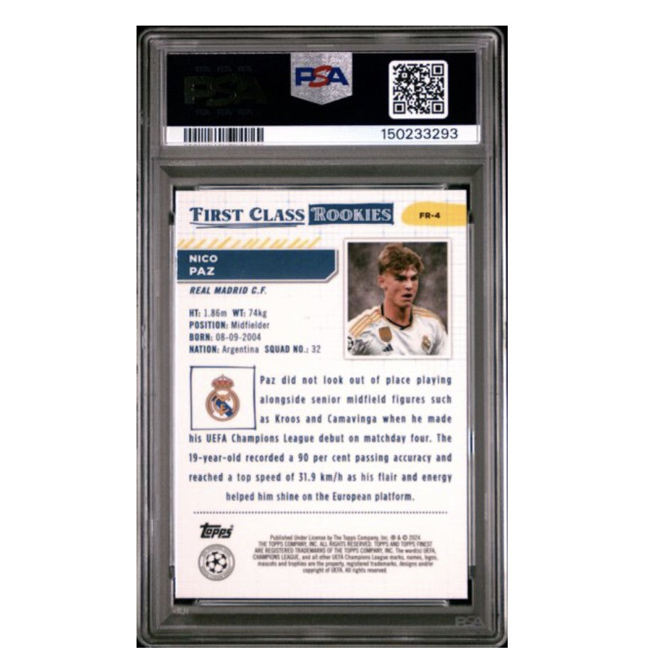 2023-24 Topps Finest UEFA Club Competitions Finest First Class Rookies #FR4 Nico Paz PSA 10