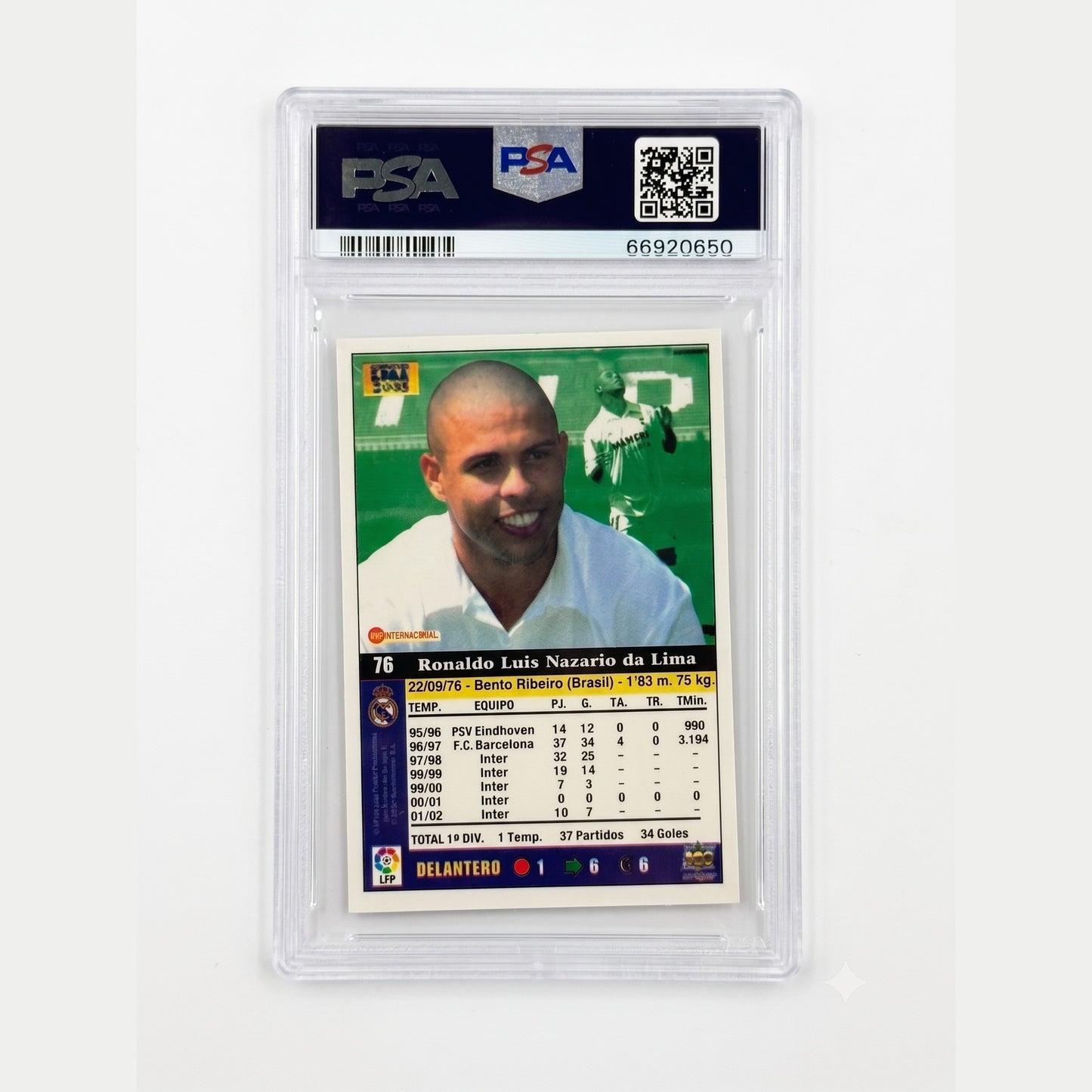 2002 Mundi Cromo Liga #76 Ronaldo PSA 8