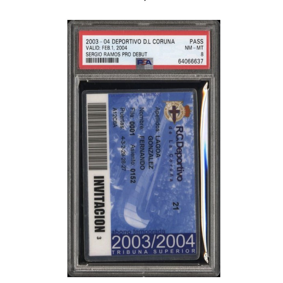 2003-04 Deportivo de La Coruna Pass – Valid Feb. 1, 2004 – Sergio Ramos Pro Debut – PSA NM-MT 8