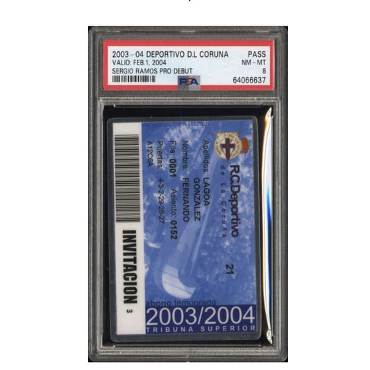 2003-04 Deportivo de La Coruna Pass – Valid Feb. 1, 2004 – Sergio Ramos Pro Debut – PSA NM-MT 8