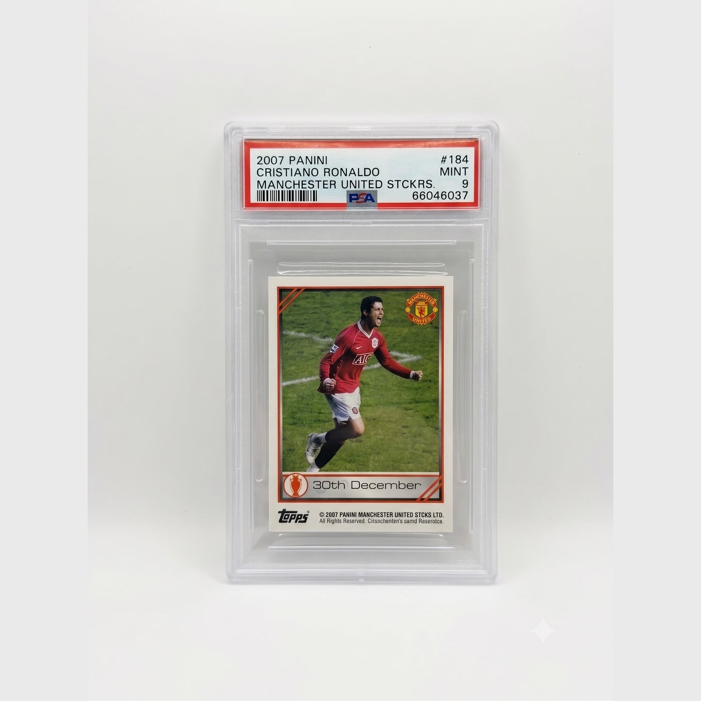 2007 Panini Manchester United Stickers #184 Cristiano Ronaldo PSA 9