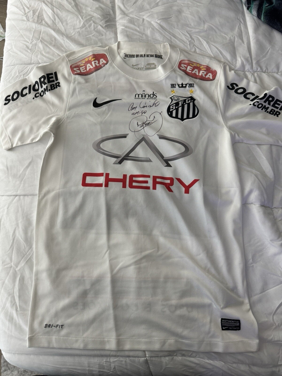 Neymar Jr. Signed and Inscribed Match Worn 2013 Santos F.C. Jersey