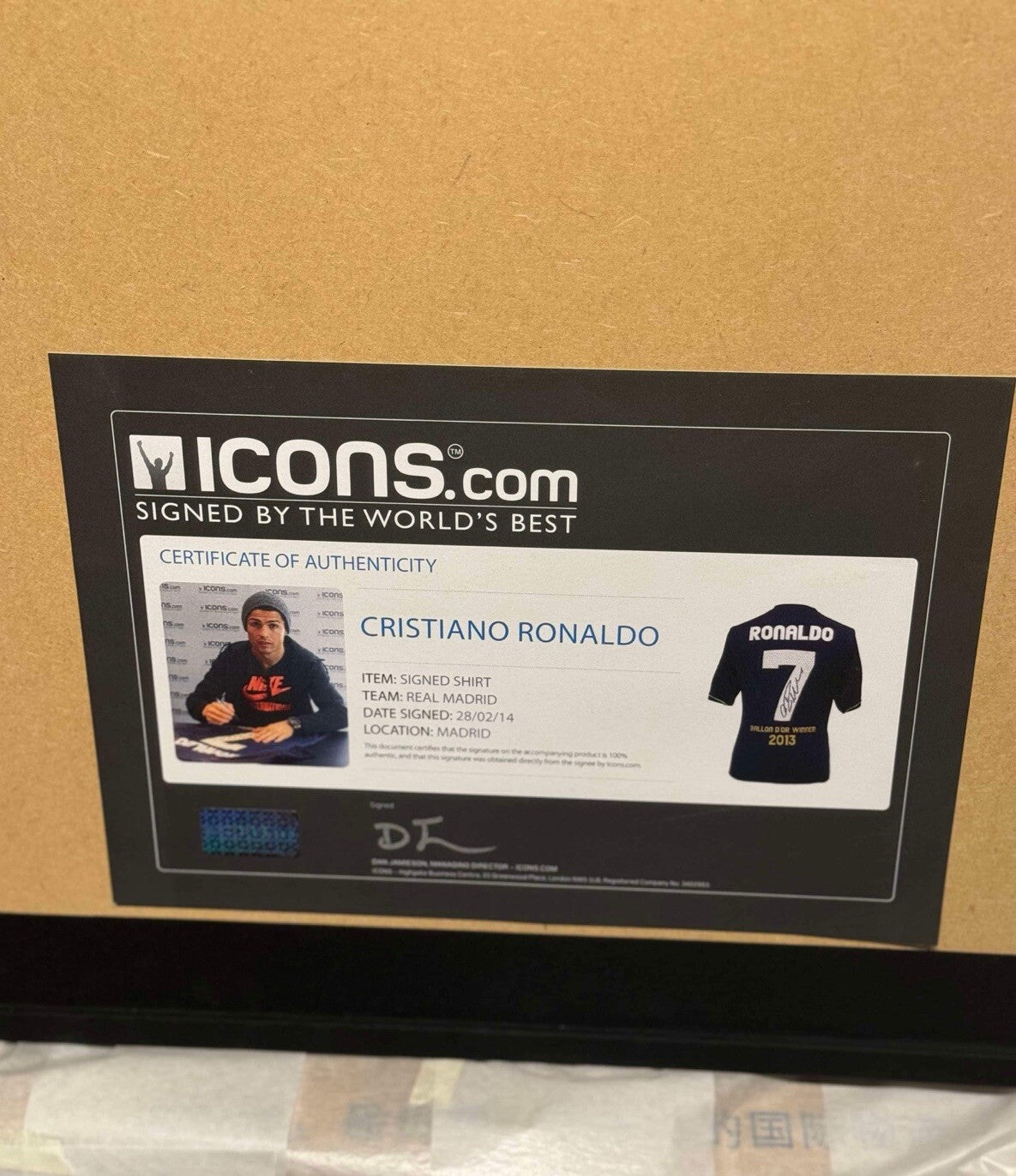 Cristiano Ronaldo Signed/Framed Limited Edition “2013 Ballon d’Or Winner” Jersey