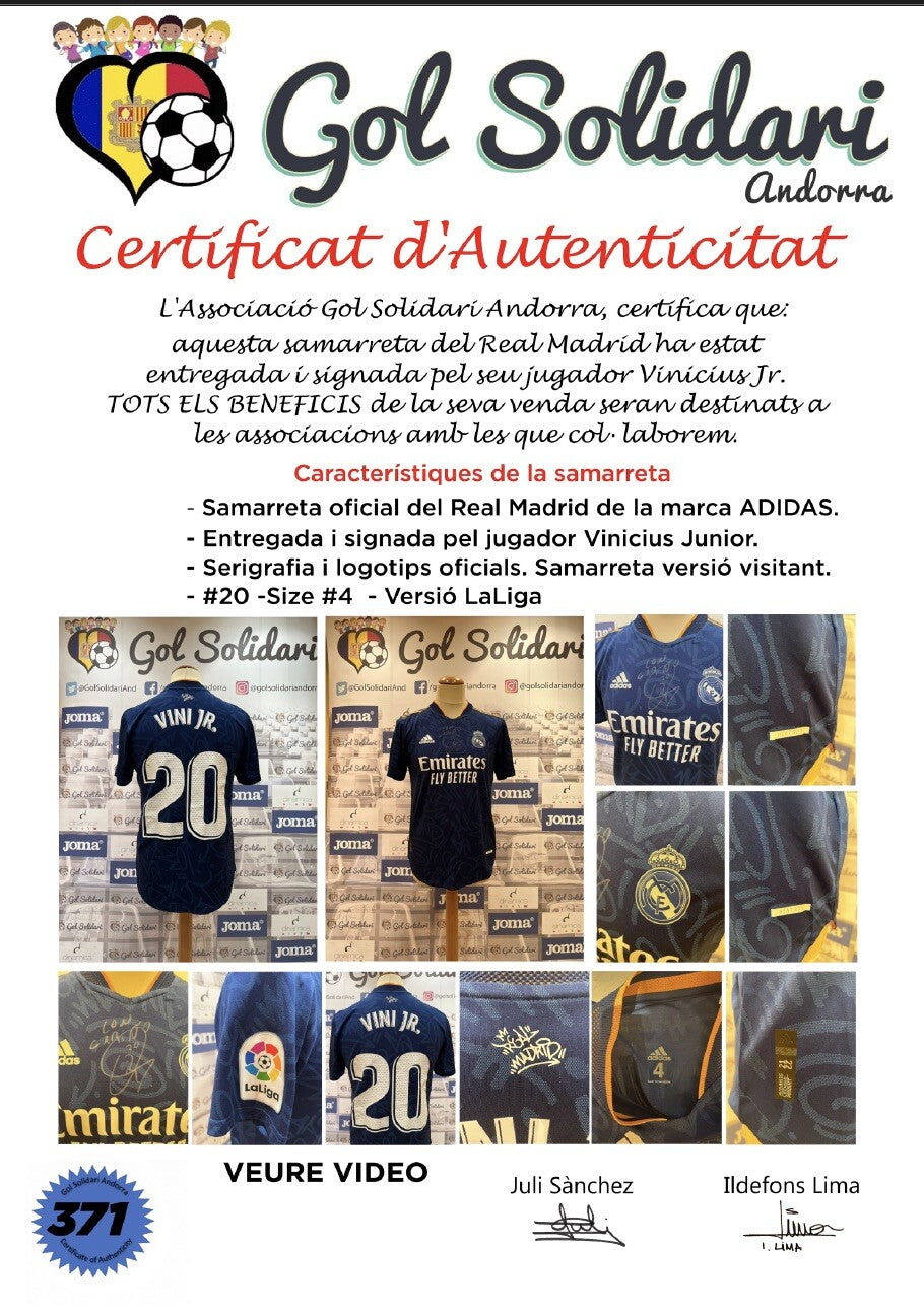 Vinícius Jr. Signed & Inscribed Real Madrid Jersey – 2021/22 Away Match Issue (Autographed)