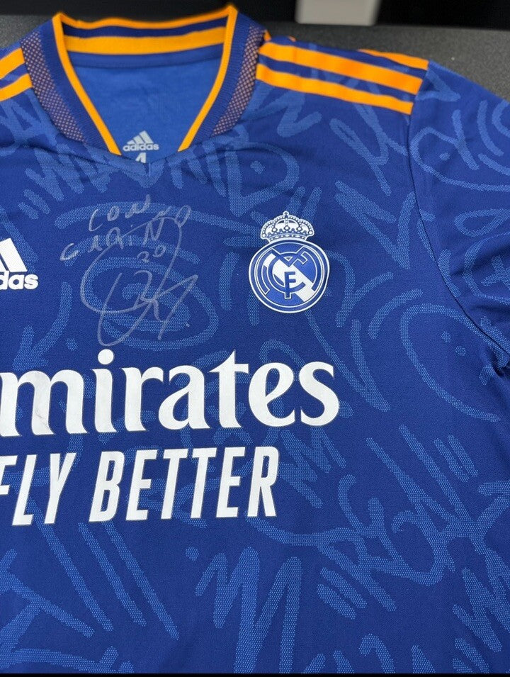 Vinícius Jr. Signed & Inscribed Real Madrid Jersey – 2021/22 Away Match Issue (Autographed)