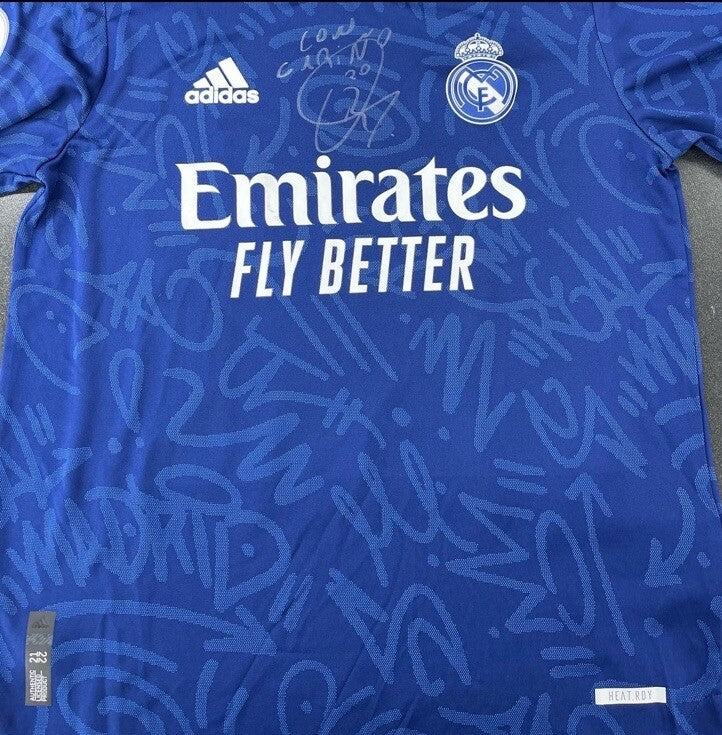 Vinícius Jr. Signed & Inscribed Real Madrid Jersey – 2021/22 Away Match Issue (Autographed)
