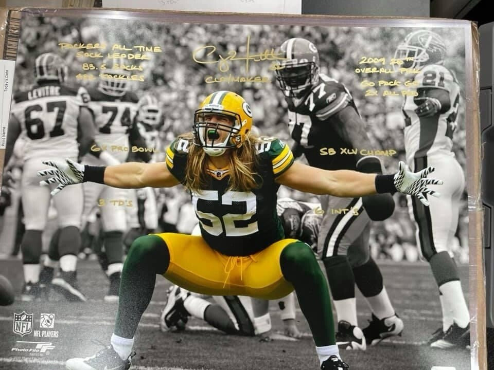 Clay Matthews Signed and Inscribed Green Bay Packers Photo