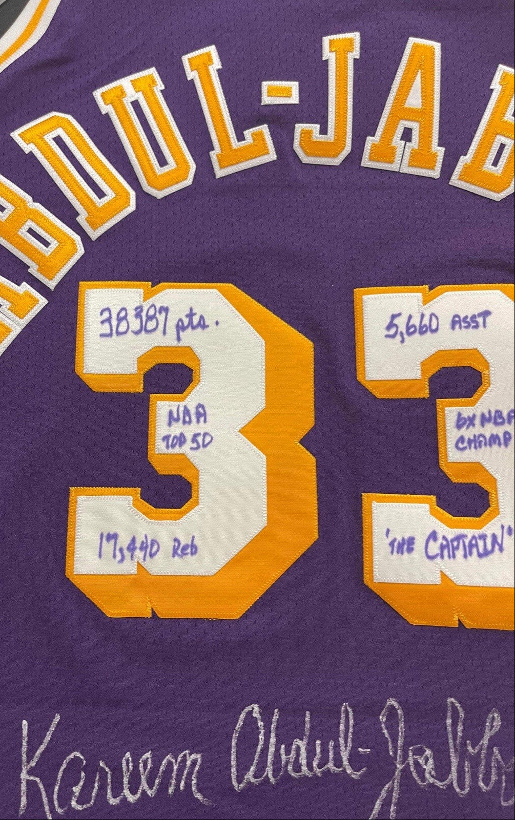 Kareem Abdul Jabbar Signed/Inscribed Authentic Mitchell & Ness Lakers Jersey